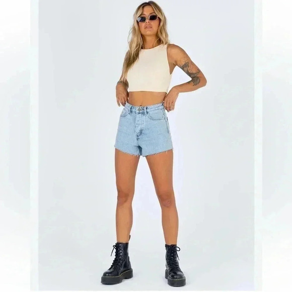 Princess Polly Ribbed Cropped Top‎ Size 4 - Picture 1 of 7